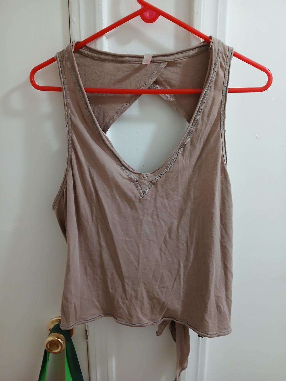 FP Movement by Free People Taupe V-Neck Twist Back Tank